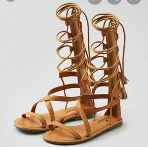 American Eagle AE lace up tassel gladiator sandal